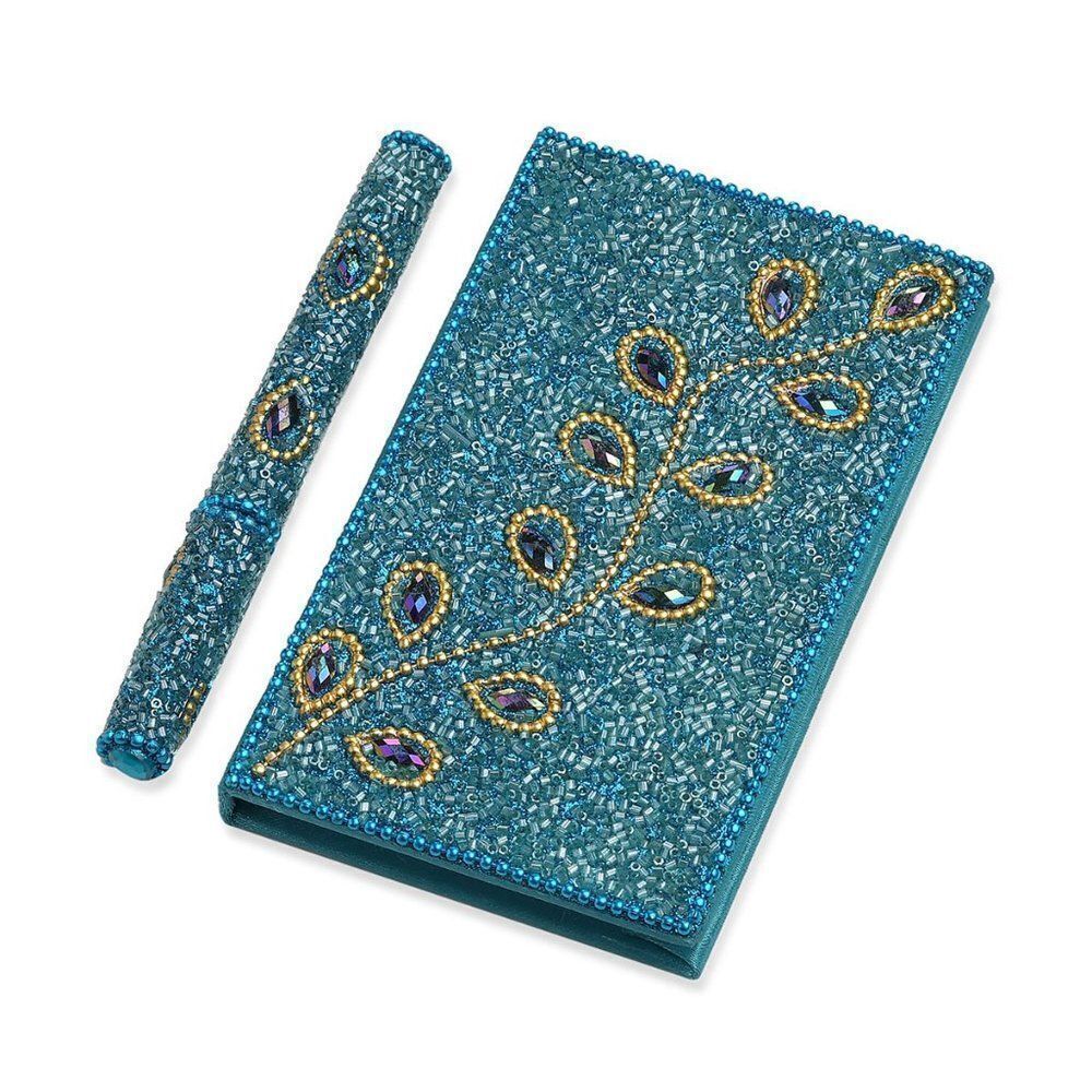 Handcrafted Beaded Journal (5 x 3 in) Matching Pen